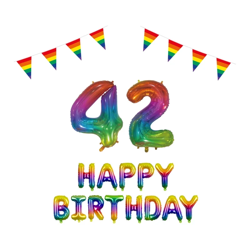 42 jaar Verjaardag Versiering Pakket Regenboog