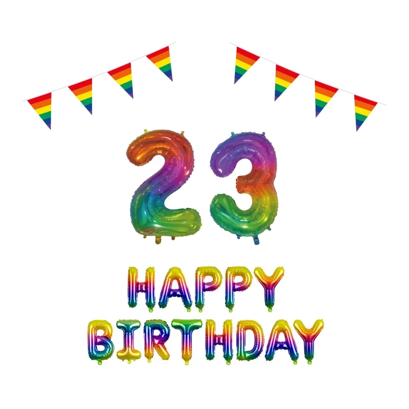 23 jaar Verjaardag Versiering Pakket Regenboog