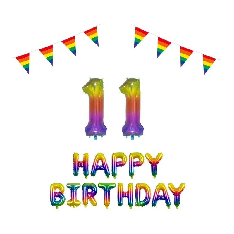 11 jaar Verjaardag Versiering Pakket Regenboog