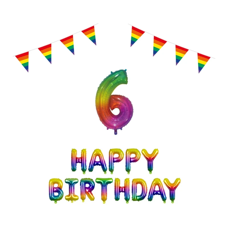 6 jaar Verjaardag Versiering Pakket Regenboog