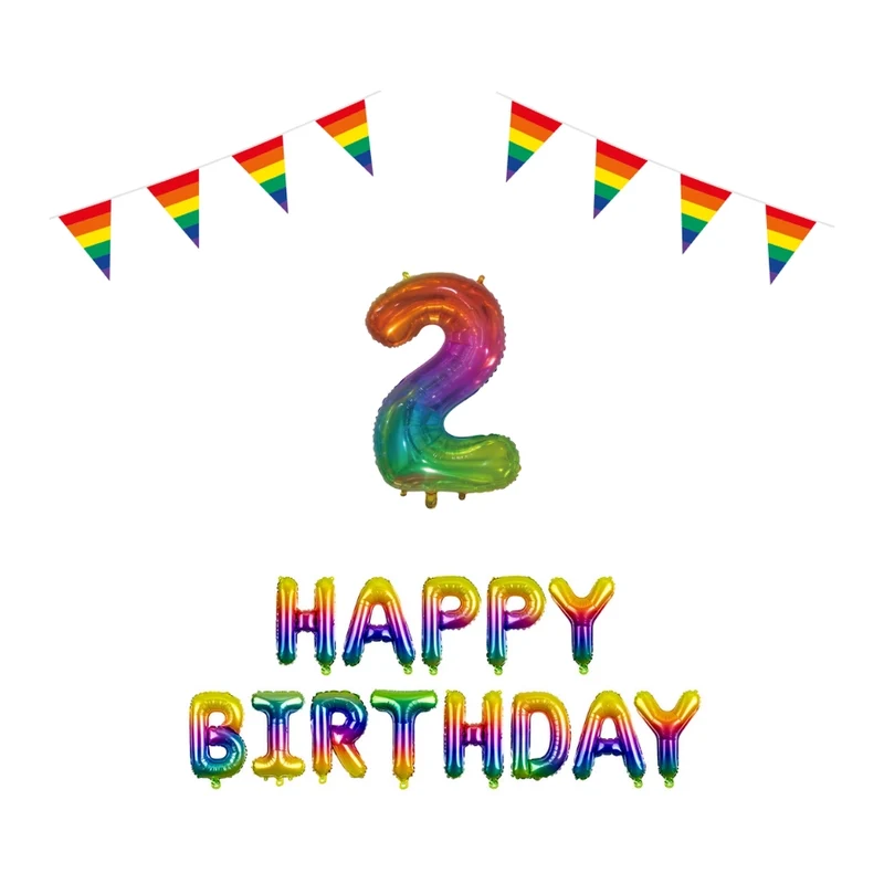 2 jaar Verjaardag Versiering Pakket Regenboog