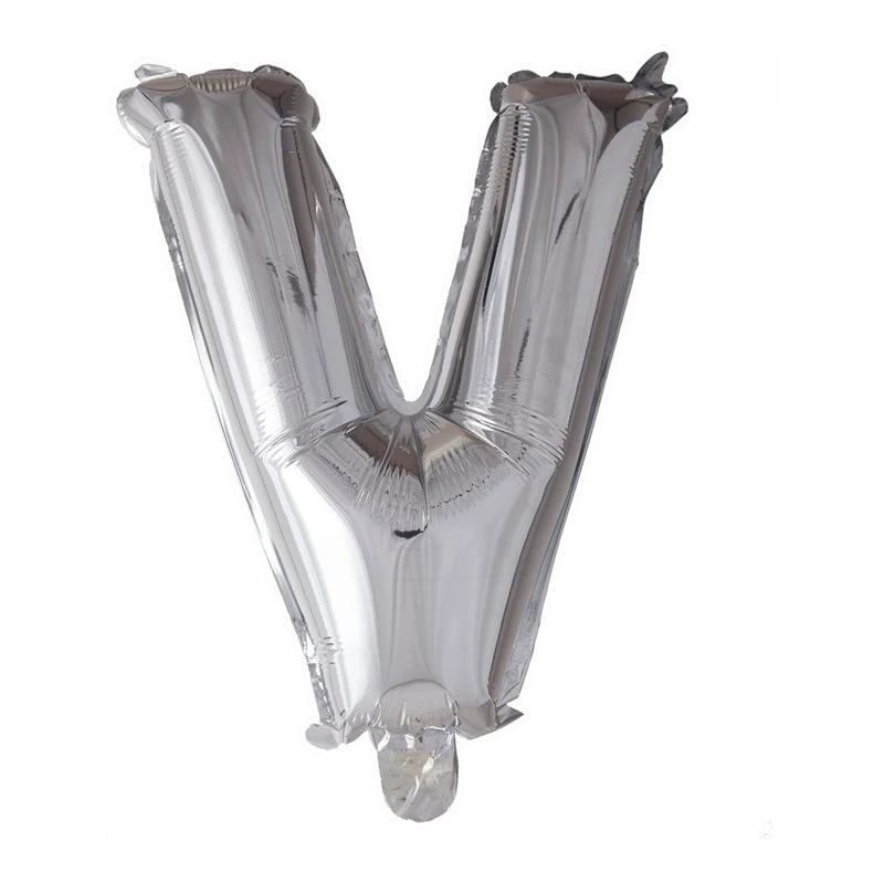 Letterballon V Zilver 41cm