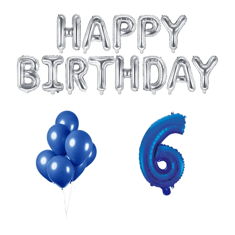 6 jaar Verjaardag Versiering Ballon Pakket Blauw & zilver
