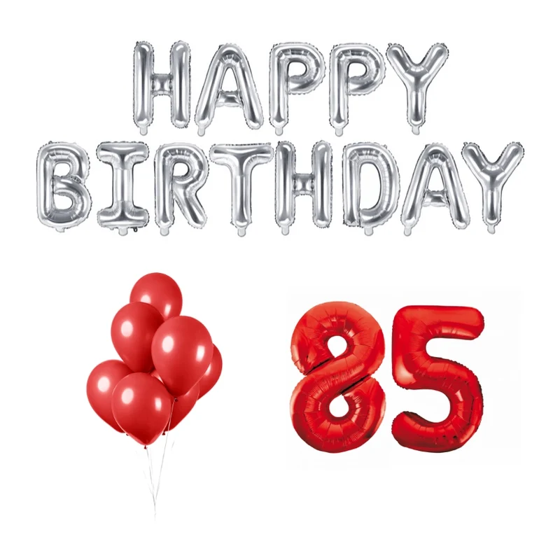 85 jaar Verjaardag Versiering Ballon Pakket rood & zilver