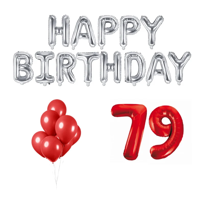 79 jaar Verjaardag Versiering Ballon Pakket rood & zilver