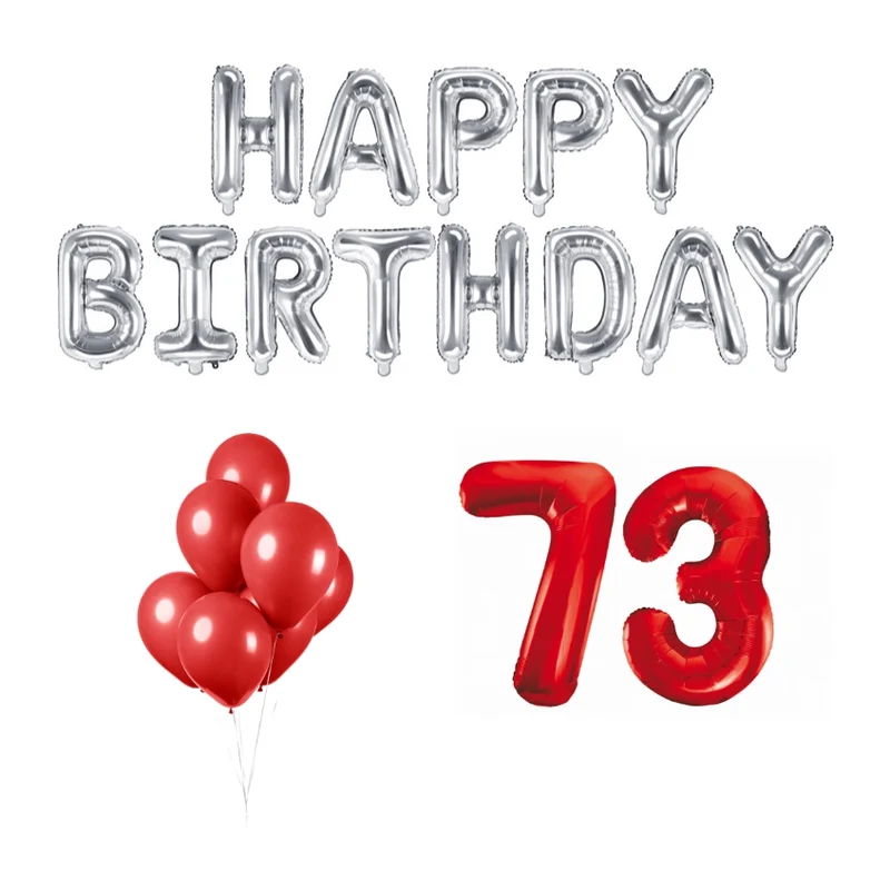 73 jaar Verjaardag Versiering Ballon Pakket rood & zilver