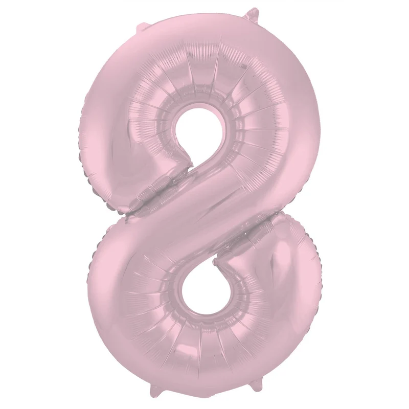Folieballon Pastel Roze Metallic Mat Cijfer 8 - 86 cm