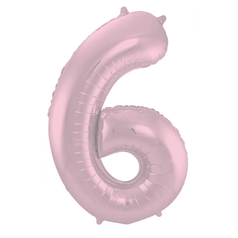 Folieballon Pastel Roze Metallic Mat Cijfer 6 - 86 cm