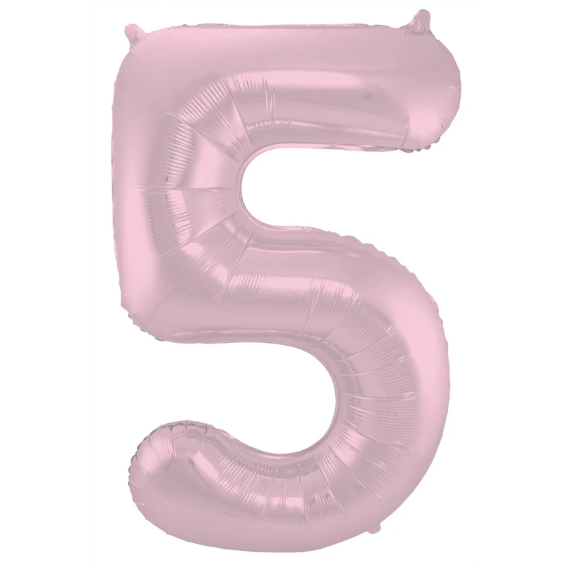 Folieballon Pastel Roze Metallic Mat Cijfer 5 - 86 cm