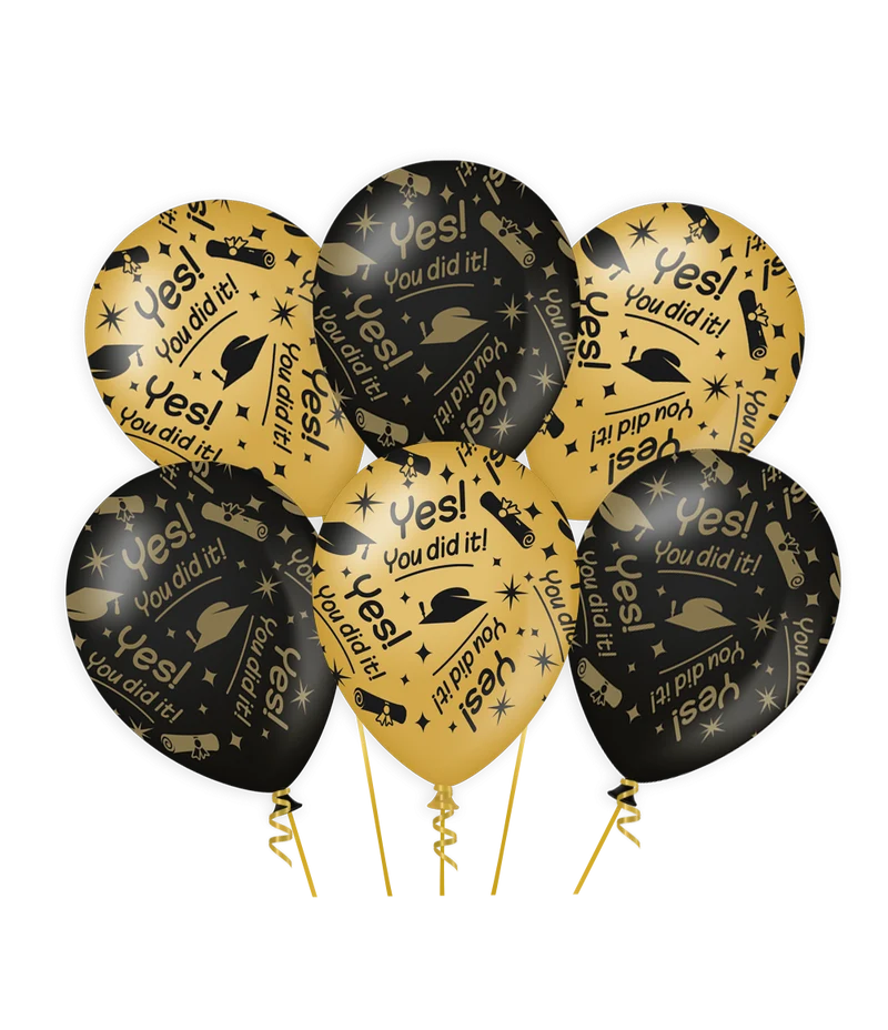 Classy Ballonnen You Did It Zwart/Goud (6st)