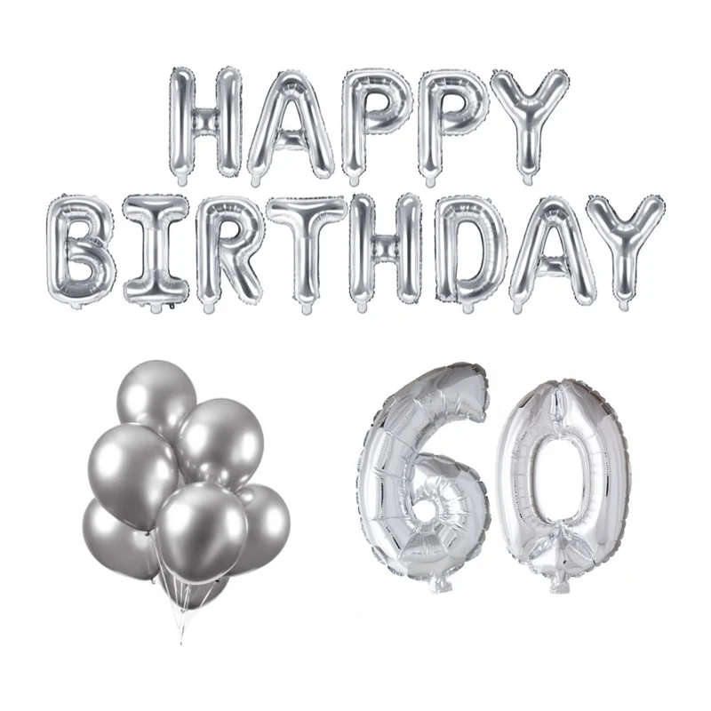 60 jaar Verjaardag Versiering Ballon Pakket zilver