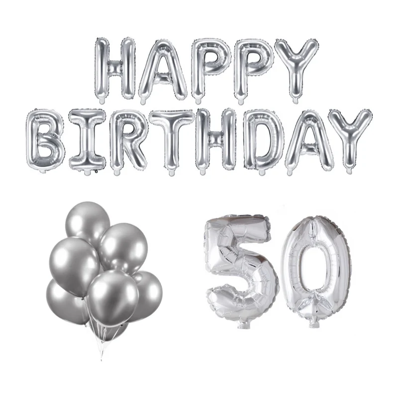 50 jaar Verjaardag Versiering Ballon Pakket zilver