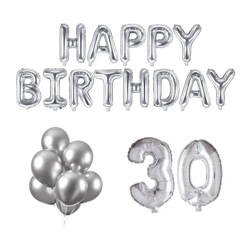 30 jaar Verjaardag Versiering Ballon Pakket zilver