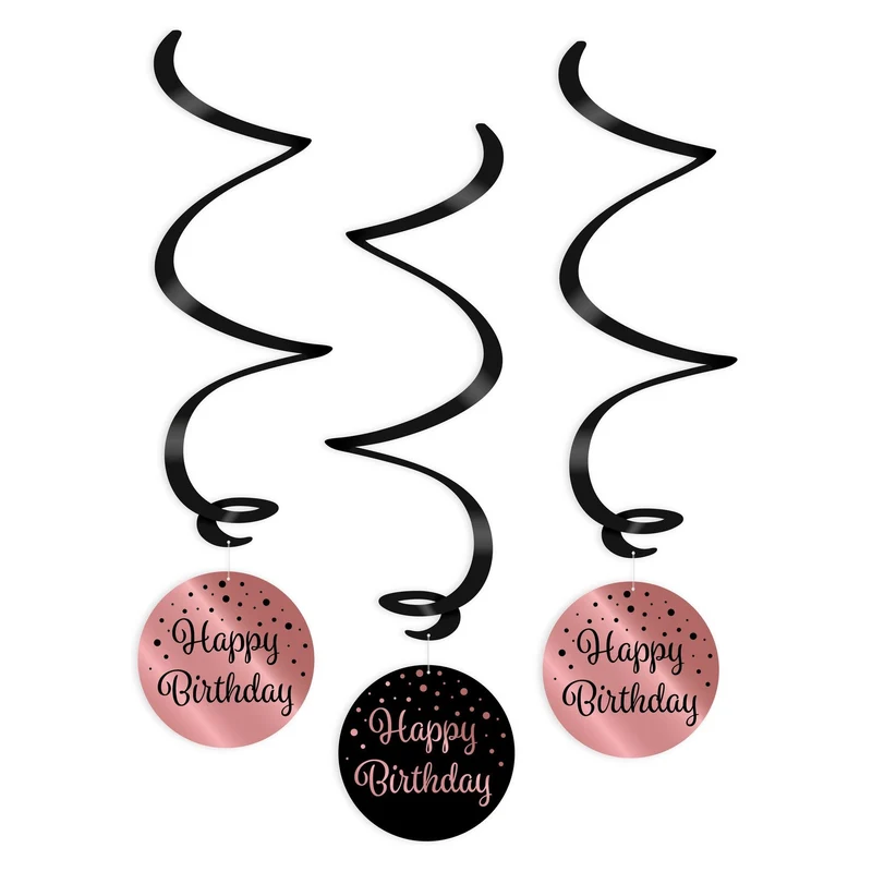 Swirl verjaardag decoratie Happy Birthday rose goud