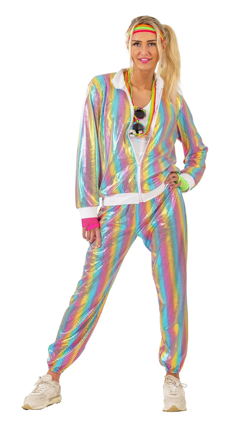 Trainingspak regenboog pailletten