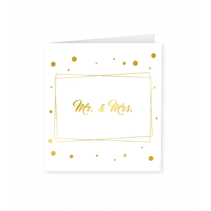 Mr & Mrs Wenskaart Goud/Wit