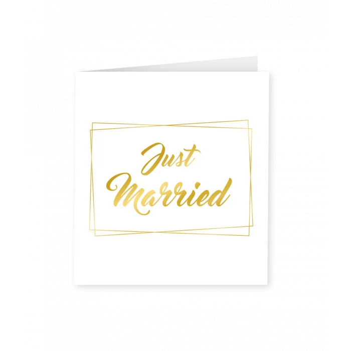 Just Married Wenskaart Goud/Wit