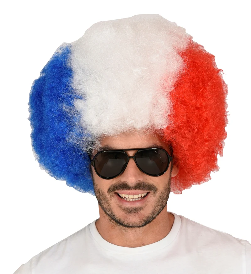Pruik Frankrijk blauw wit rood