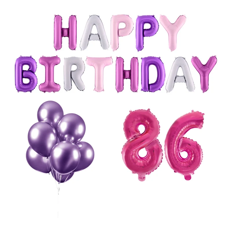 86 jaar Verjaardag Versiering Ballon Pakket Pastel & Roze