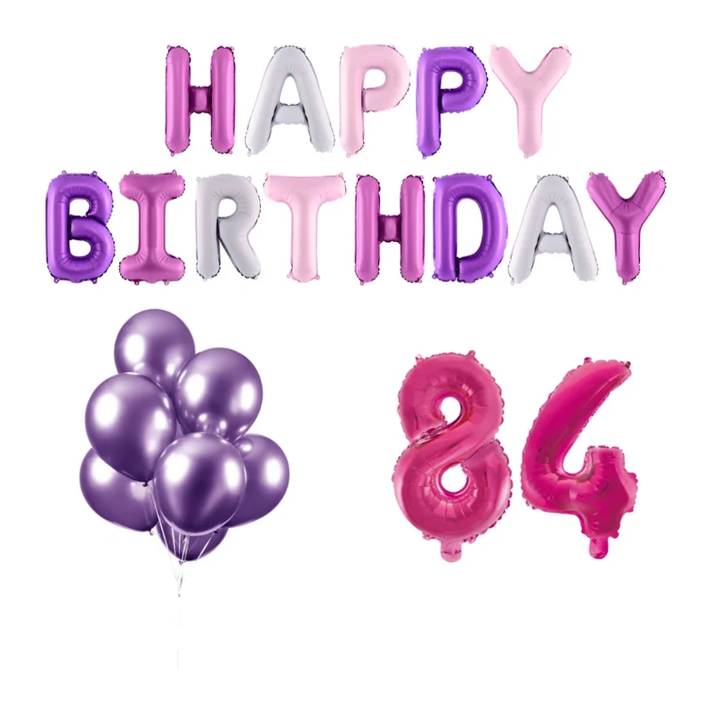 84 jaar Verjaardag Versiering Ballon Pakket Pastel & Roze