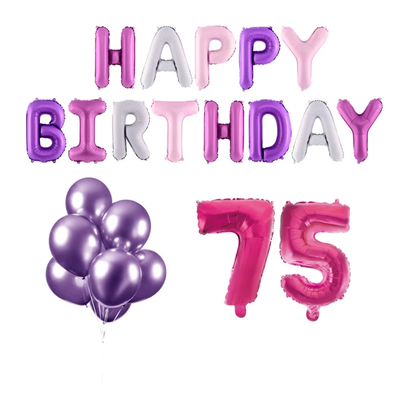 75 jaar Verjaardag Versiering Ballon Pakket Pastel & Roze