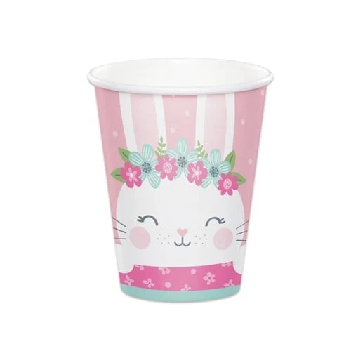 Roze Feestbekers Konijn (8st)