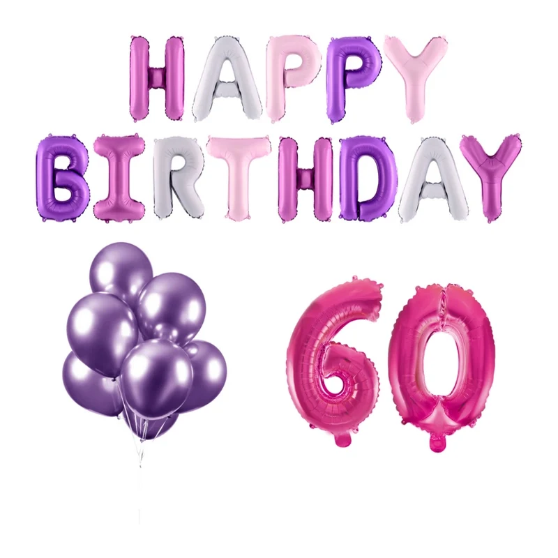 60 jaar Verjaardag Versiering Ballon Pakket Pastel & Roze