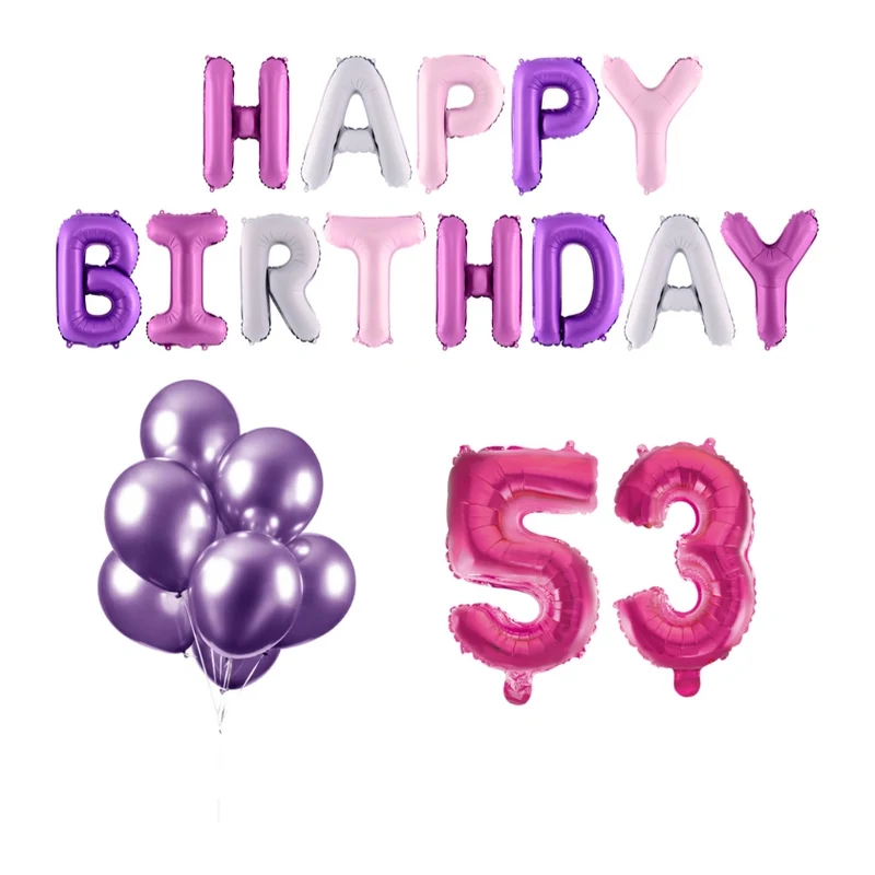 53 jaar Verjaardag Versiering Ballon Pakket Pastel & Roze