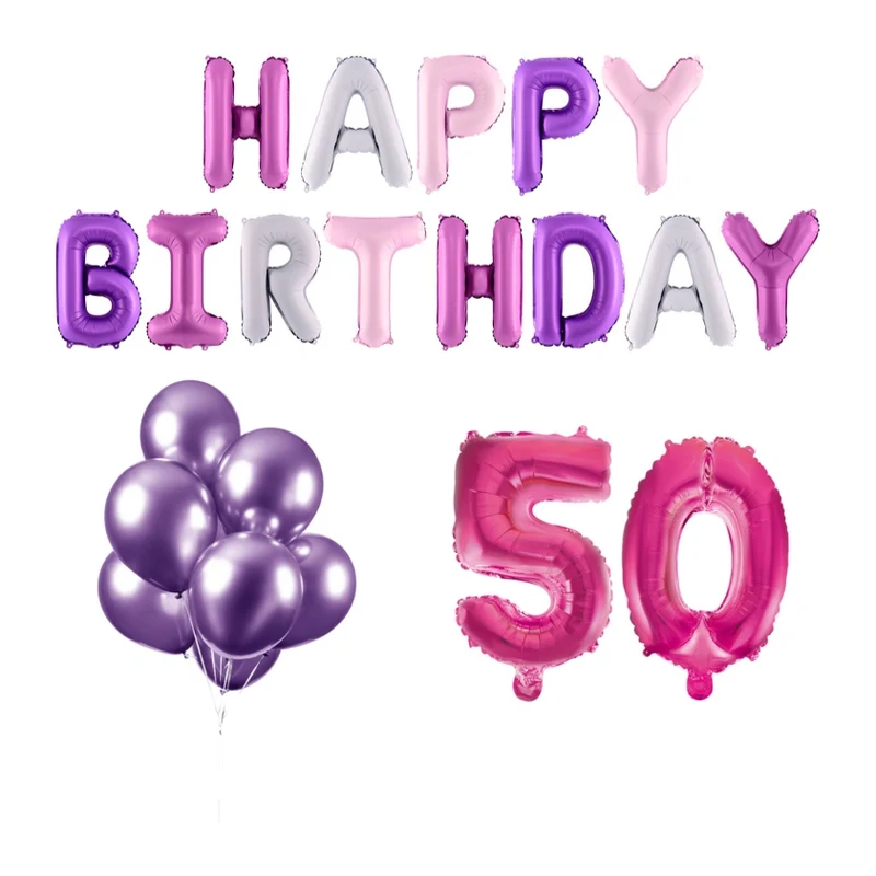50 jaar Verjaardag Versiering Ballon Pakket Pastel & Roze