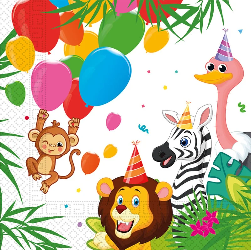 Jungle Dieren Balloons Servetten (20st)