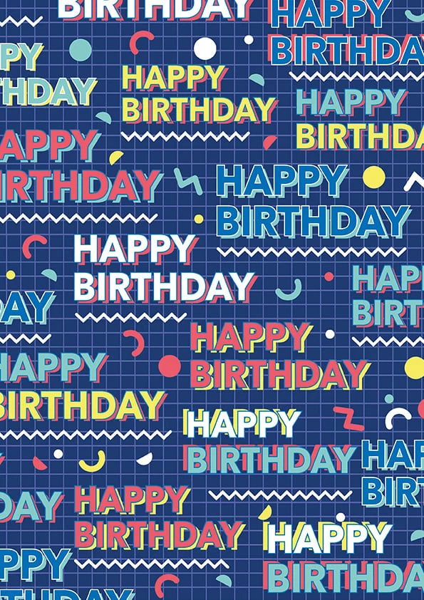 Cadeaupapier Happy Birthday Blauw