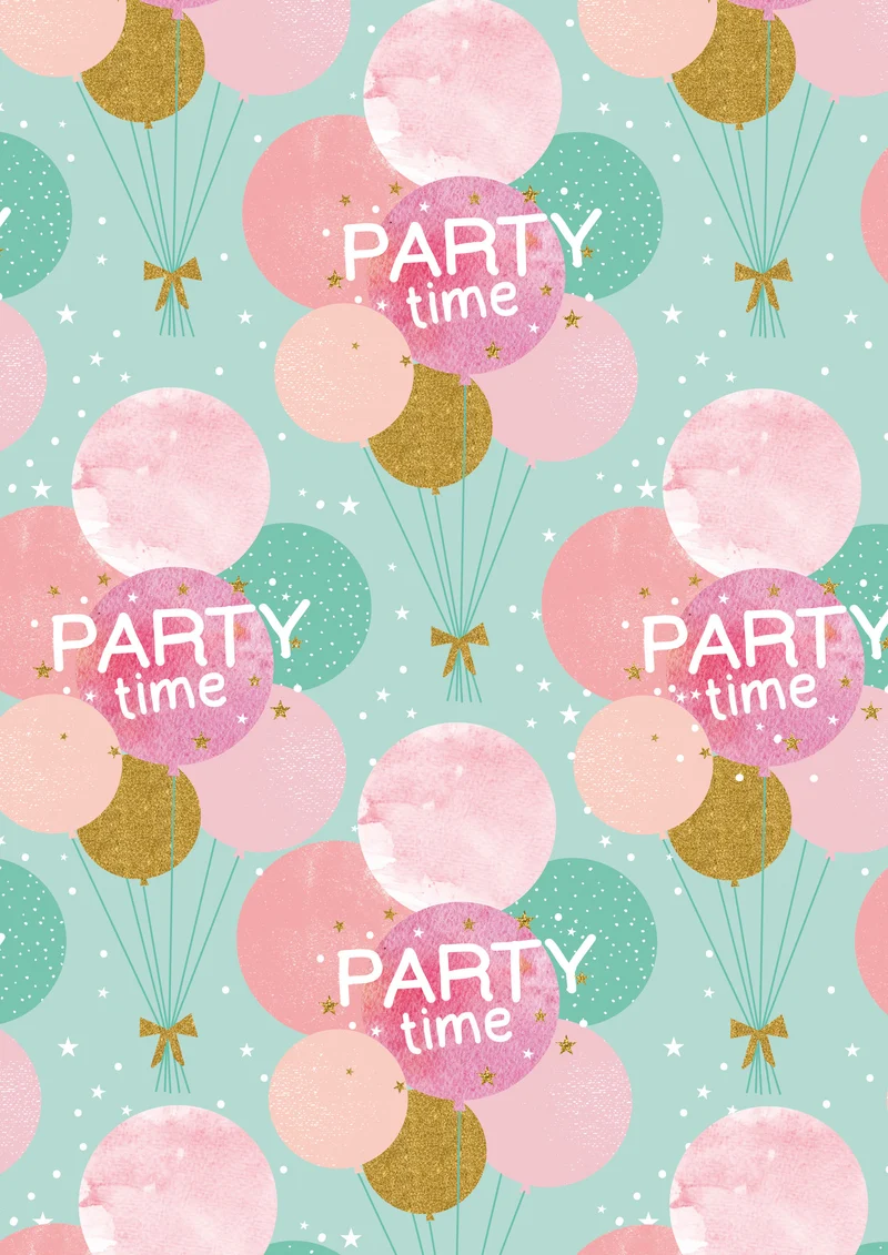Cadeaupapier Party Time Ballonnen Pink
