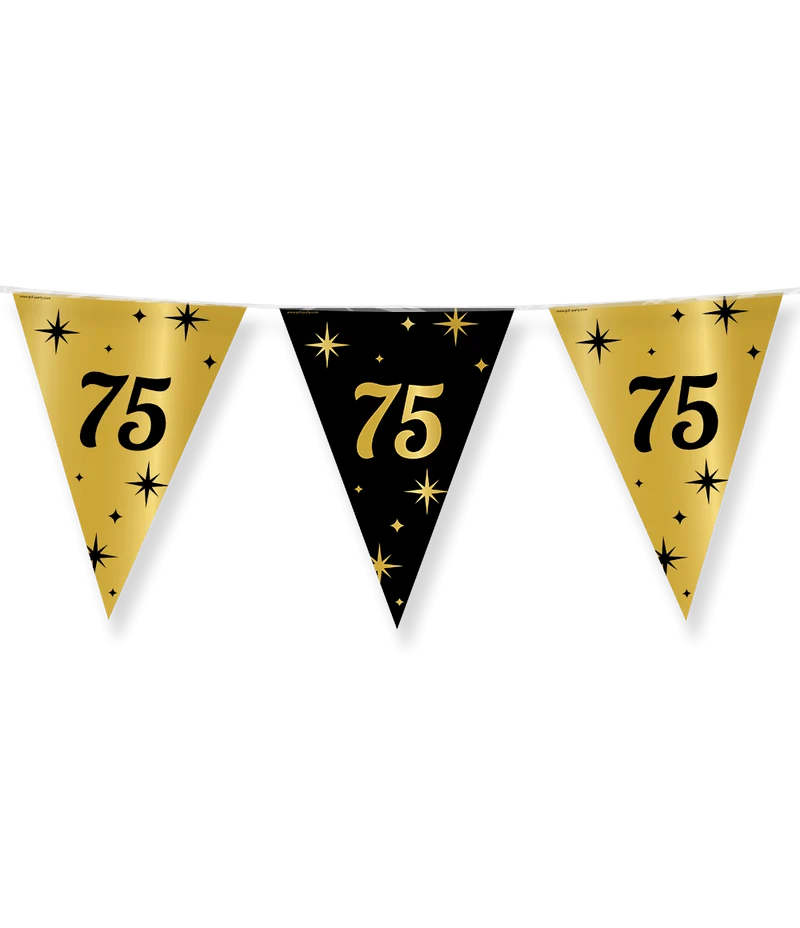 Classy Vlaggenlijn 75 Jaar Zwart/Goud (10m)
