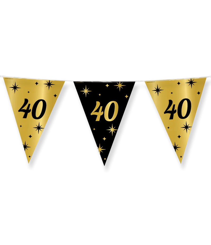 Classy Vlaggenlijn 40 Jaar Zwart/Goud (10m)