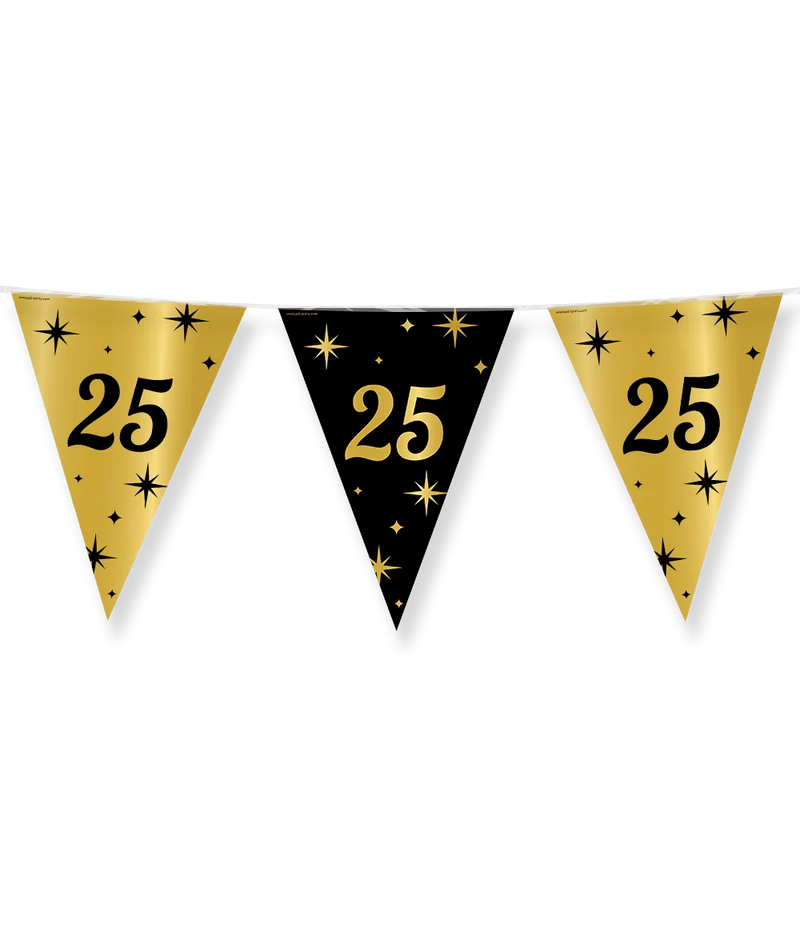 Classy Vlaggenlijn 25 Jaar Zwart/Goud (10m)