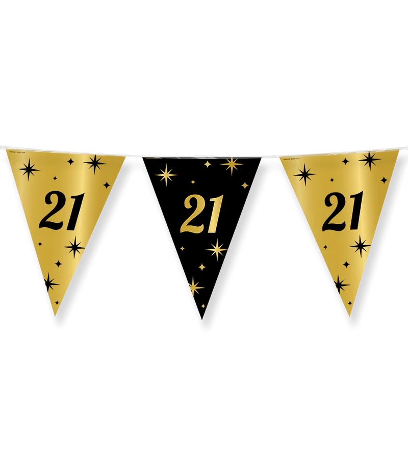 Classy Vlaggenlijn 21 Jaar Zwart/Goud (10m)