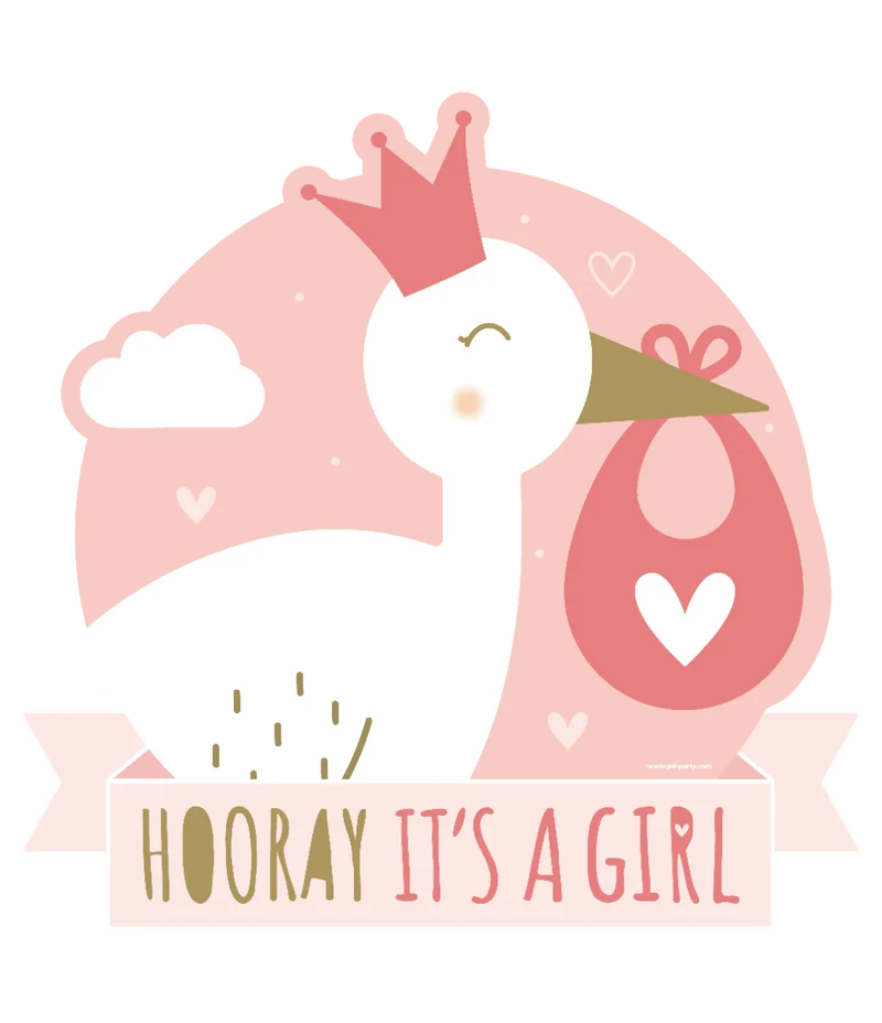 Huldeschild Hooray It's a Girl (50x50cm)