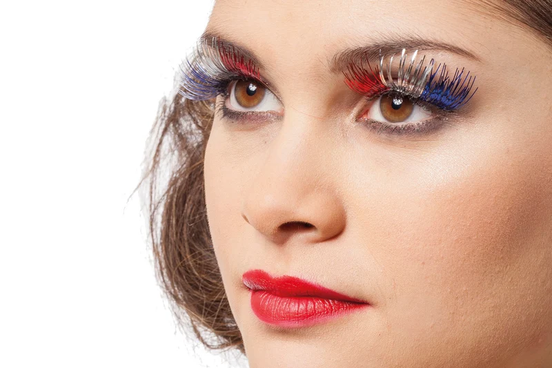 Wimpers rood wit blauw lametta