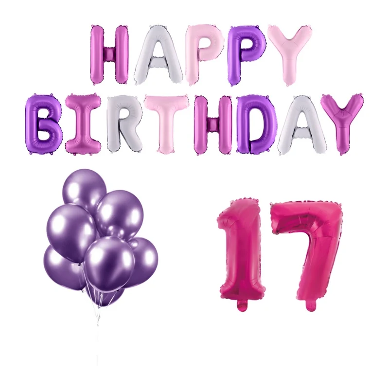 17 jaar Verjaardag Versiering Ballon Pakket Pastel & Roze