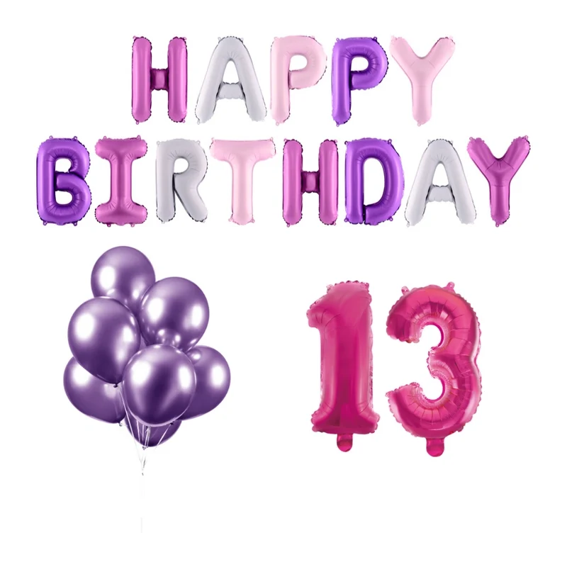 13 jaar Verjaardag Versiering Ballon Pakket Pastel & Roze