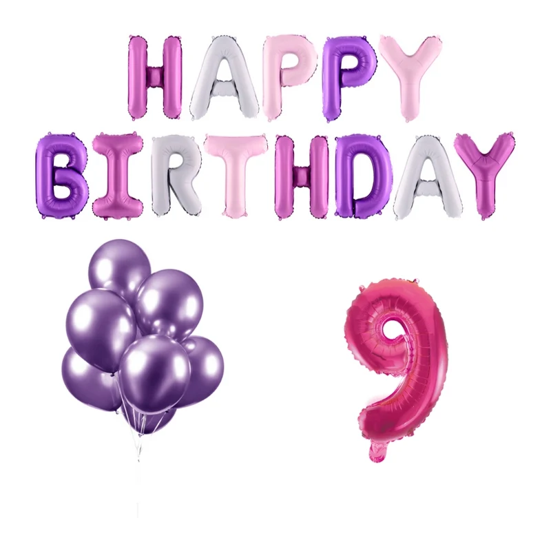 9 jaar Verjaardag Versiering Ballon Pakket Pastel & Roze
