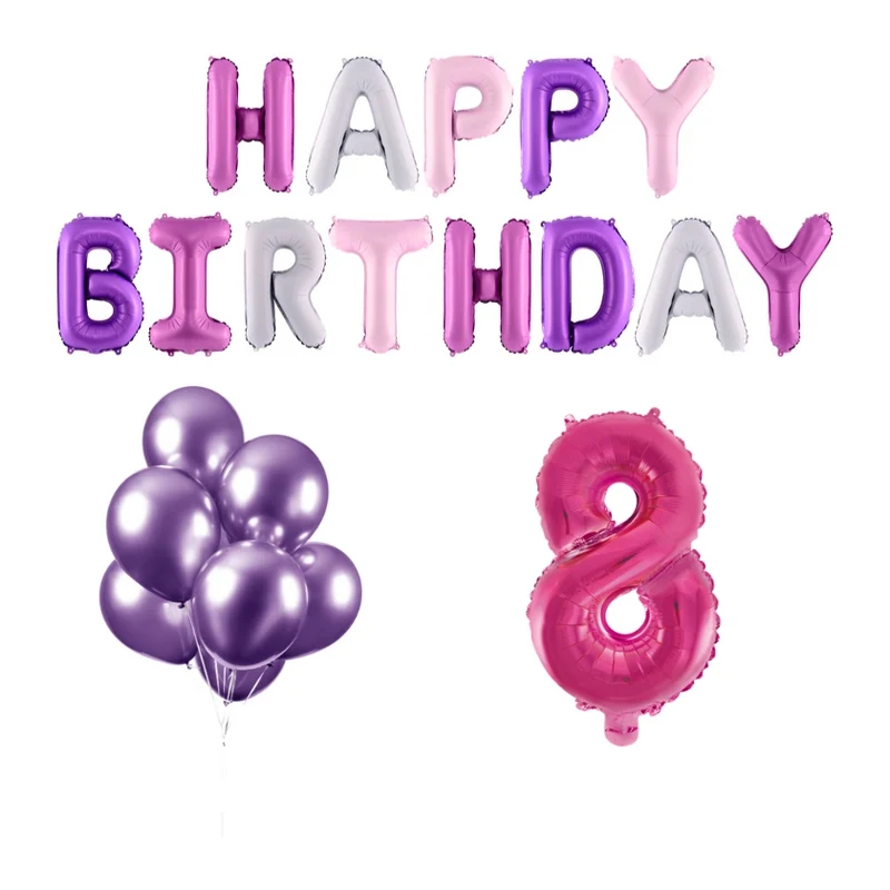 8 jaar Verjaardag Versiering Ballon Pakket Pastel & Roze