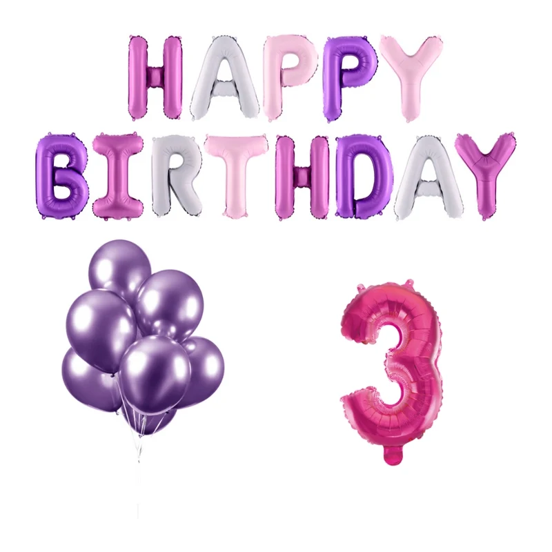3 jaar Verjaardag Versiering Ballon Pakket Pastel & Roze