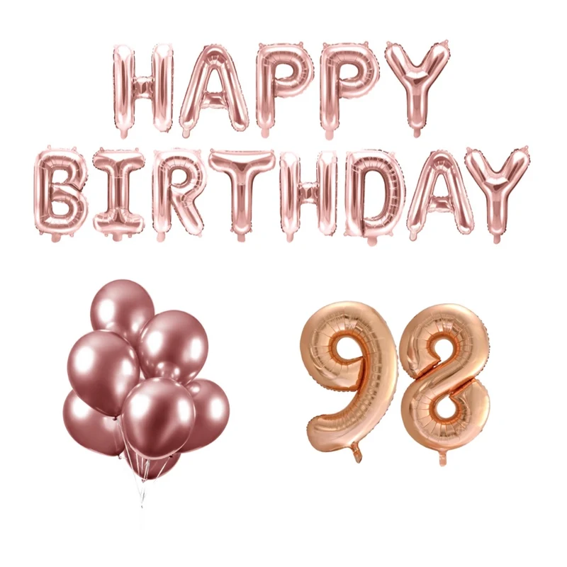 98 jaar Verjaardag Versiering Ballon Pakket rosé goud