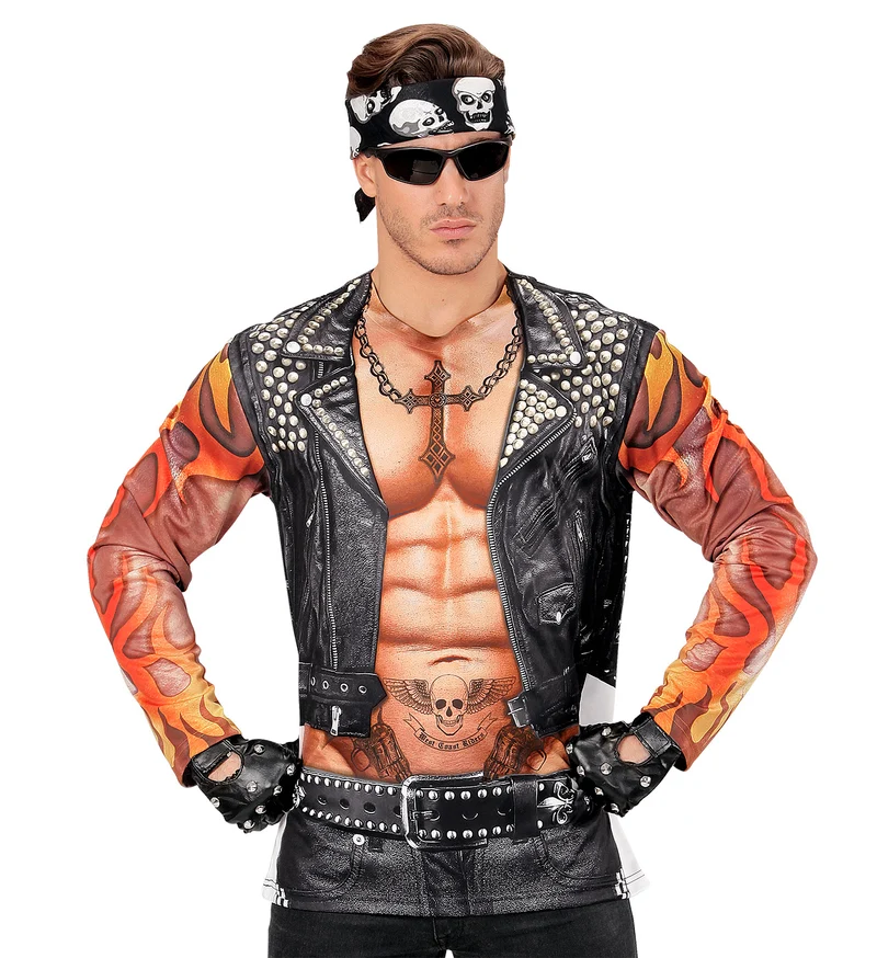 T-Shirt Lange Mouwen Rocker/Biker Man M/L