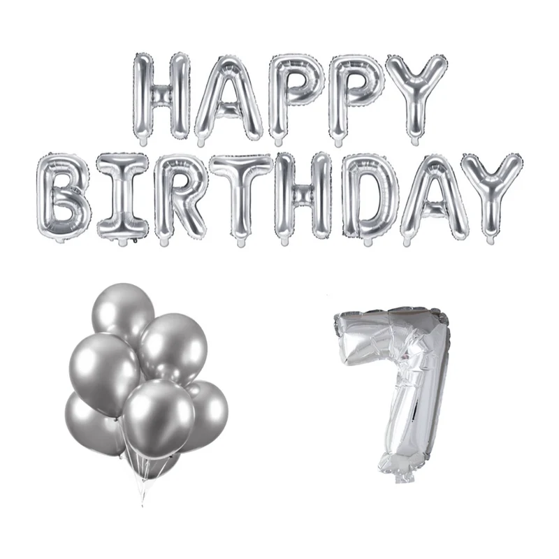 7 jaar Verjaardag Versiering Ballon Pakket zilver