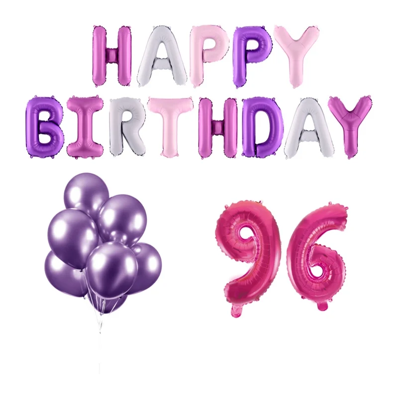 96 jaar Verjaardag Versiering Ballon Pakket Pastel & Roze
