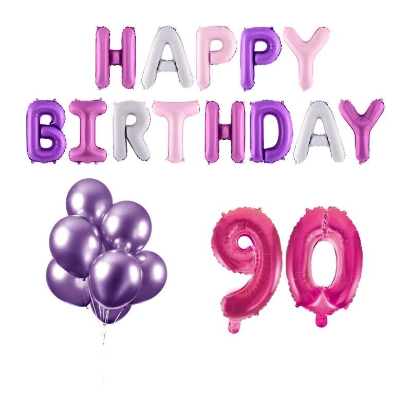 90 jaar Verjaardag Versiering Ballon Pakket Pastel & Roze