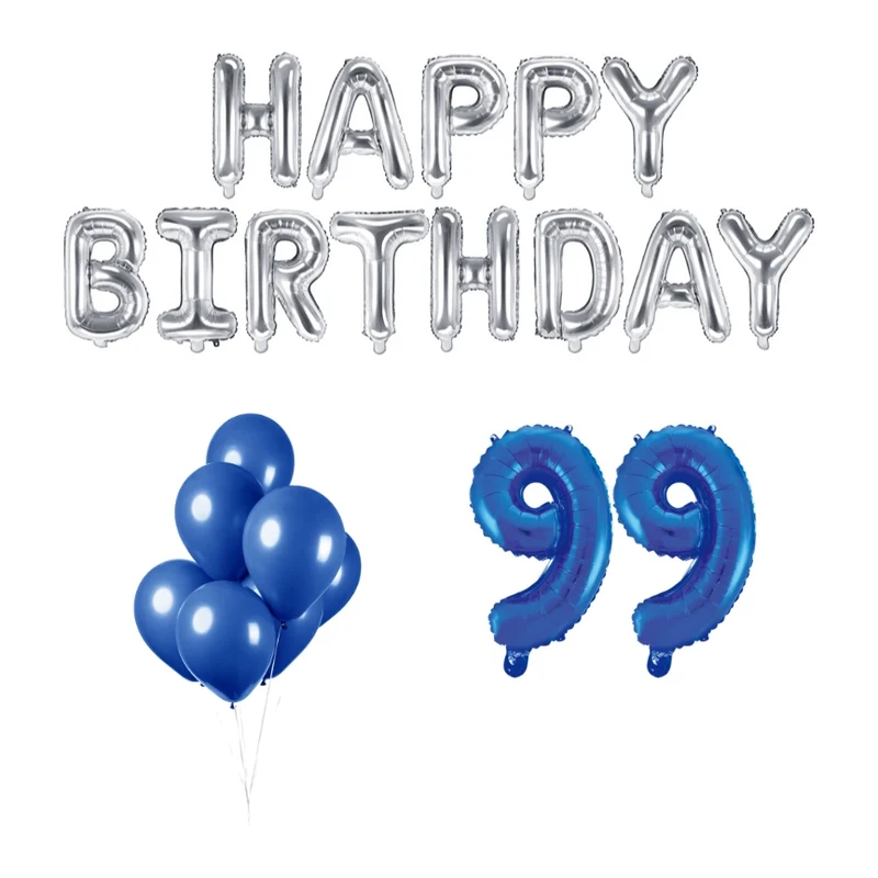 99 jaar Verjaardag Versiering Ballon Pakket Blauw & zilver