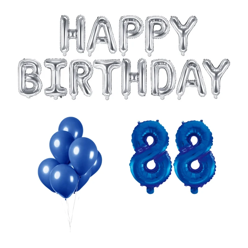 88 jaar Verjaardag Versiering Ballon Pakket Blauw & zilver